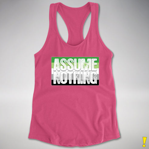 Assume Nothing Aromantic Pride Flag Racerback Tank - Hot Pink